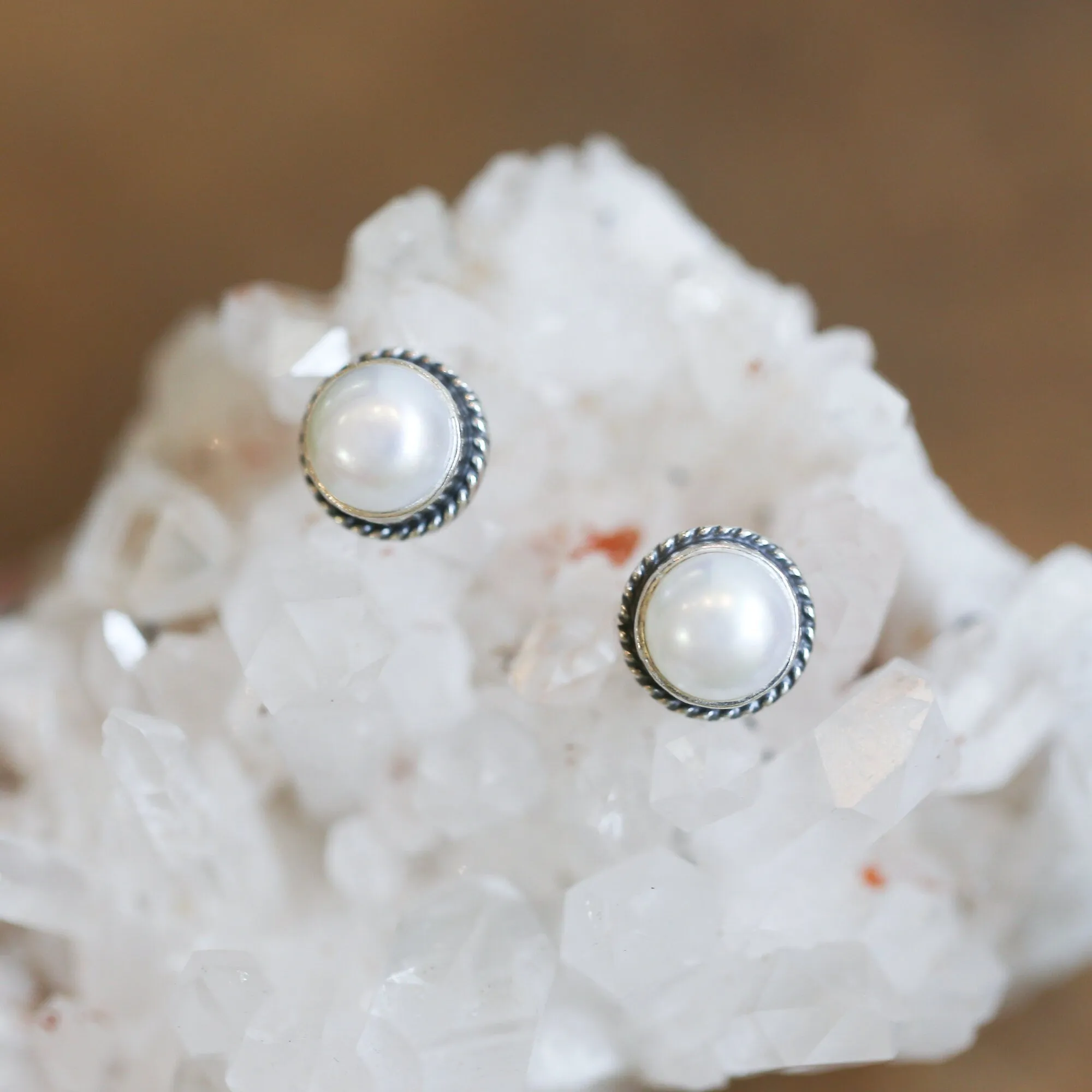 Freshwater Pearl Posts - Traditional Pearl Posts - Boho Pearl Posts - Silversmith Earrings