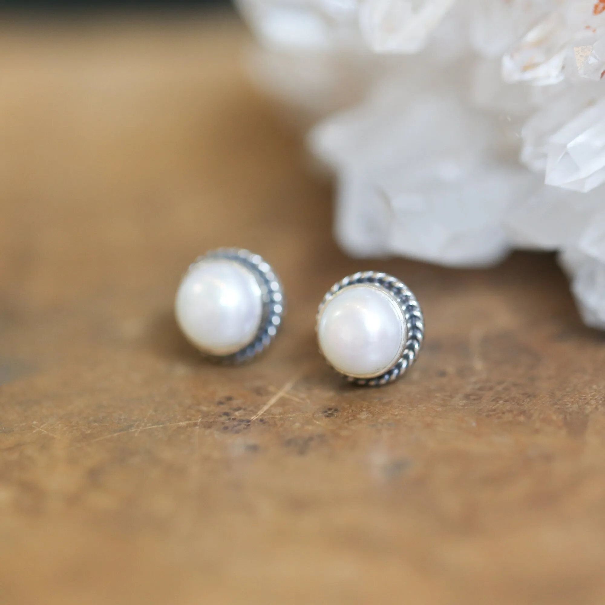 Freshwater Pearl Posts - Traditional Pearl Posts - Boho Pearl Posts - Silversmith Earrings