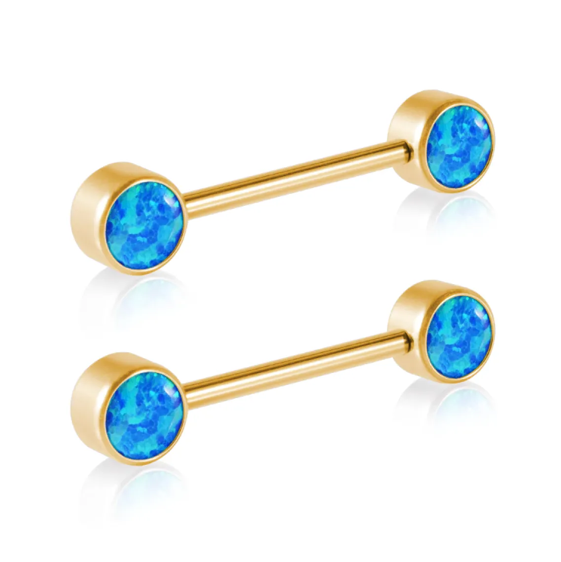 G23 Gold PVD Titanium Bezel Set Opal Nipple Barbell