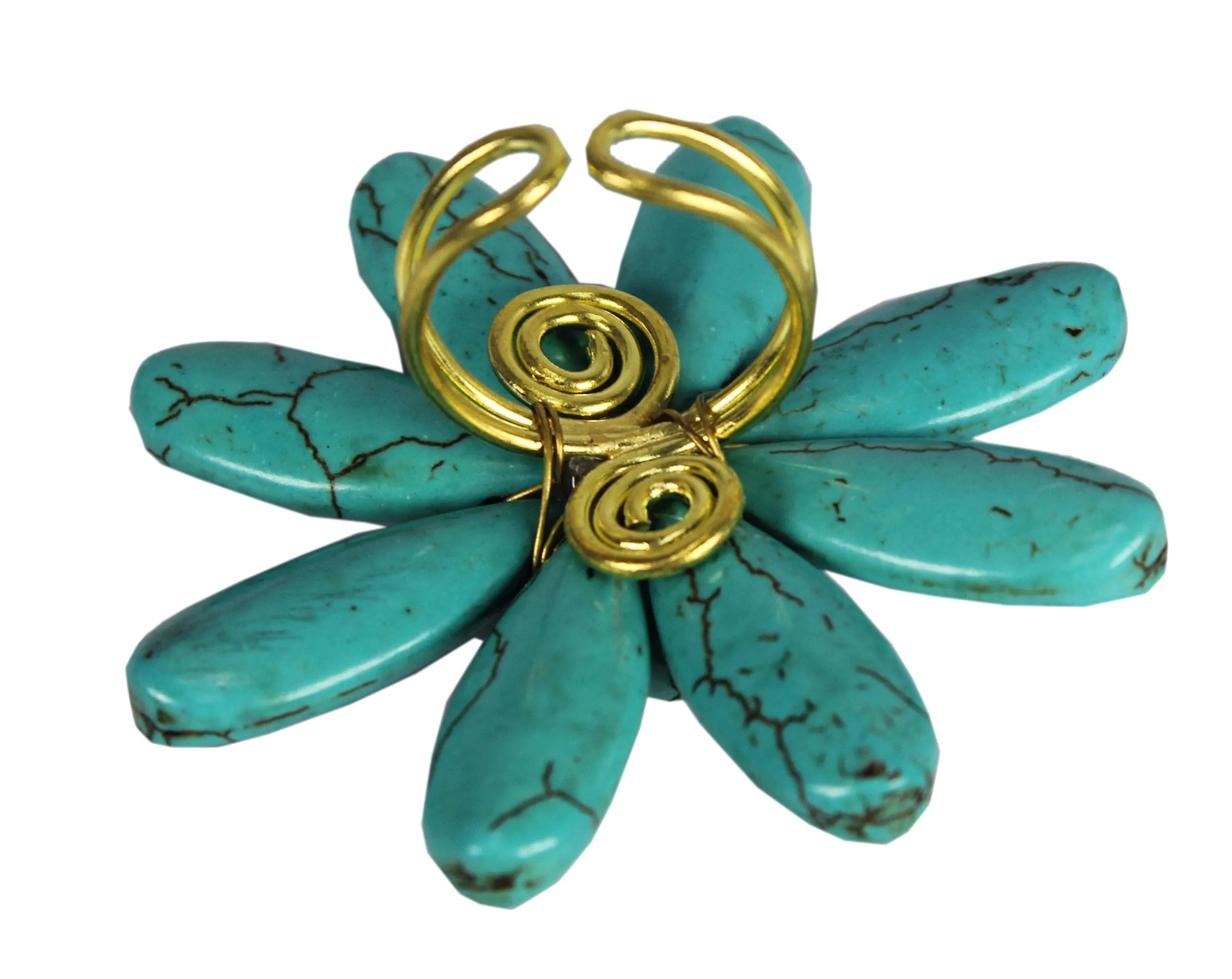 Gems Couture Jewelry Turquoise Adjustable Flower Ring