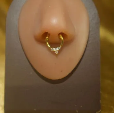 Gold Trio Three Septum Clicker Nose Body Piercing