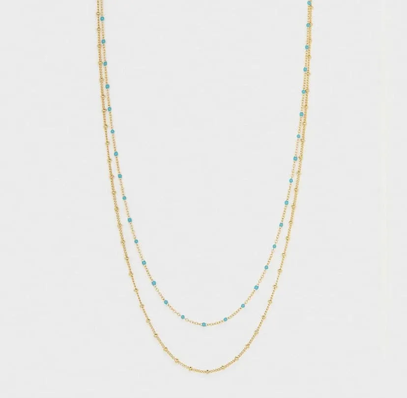 Gorjana Capri Layered Necklace (Green Turquoise Enamel & Gold)