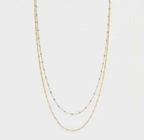 Gorjana Capri Layered Necklace (Green Turquoise Enamel & Gold)