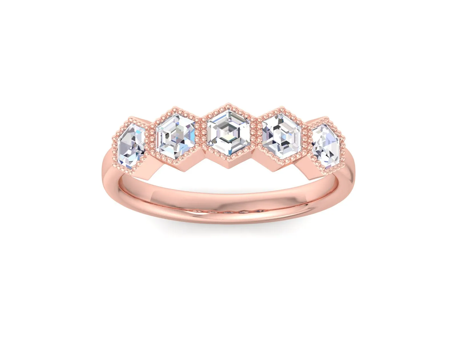 Hexagon Diamond ring, Hexagon wedding band