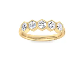 Hexagon Diamond ring, Hexagon wedding band