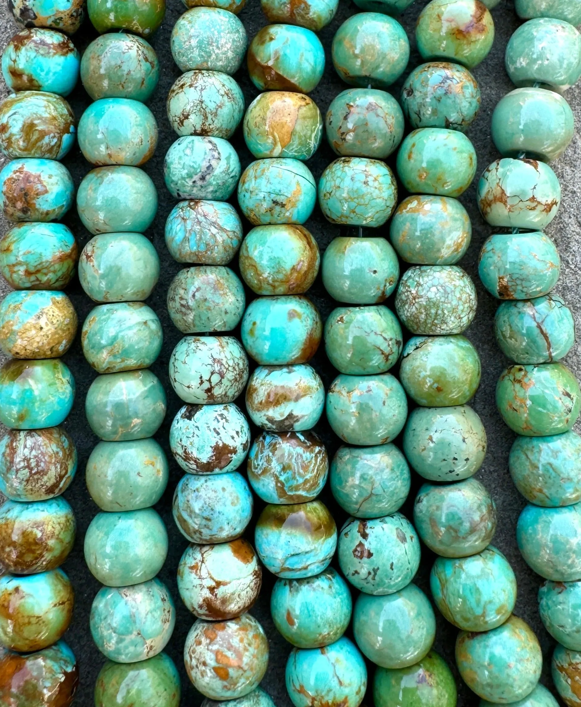 Hubei Turquoise (China) 10x8mm Drum Shaped Beads (8 inch Strand)