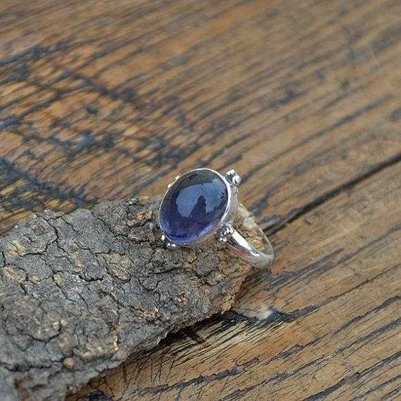 Iolite Gemstone Sterling Silver Ring - Birthstone Ring Jewelry, Iolite Jewelry, Iolite Gemstone