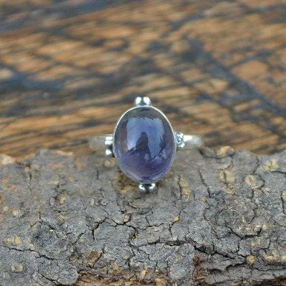 Iolite Gemstone Sterling Silver Ring - Birthstone Ring Jewelry, Iolite Jewelry, Iolite Gemstone