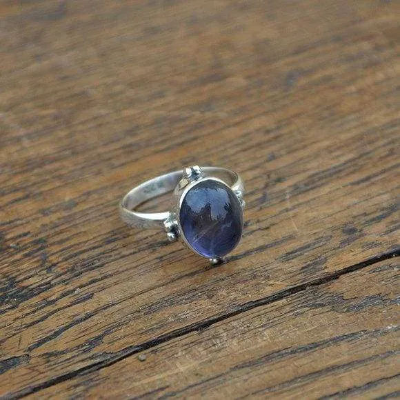 Iolite Gemstone Sterling Silver Ring - Birthstone Ring Jewelry, Iolite Jewelry, Iolite Gemstone