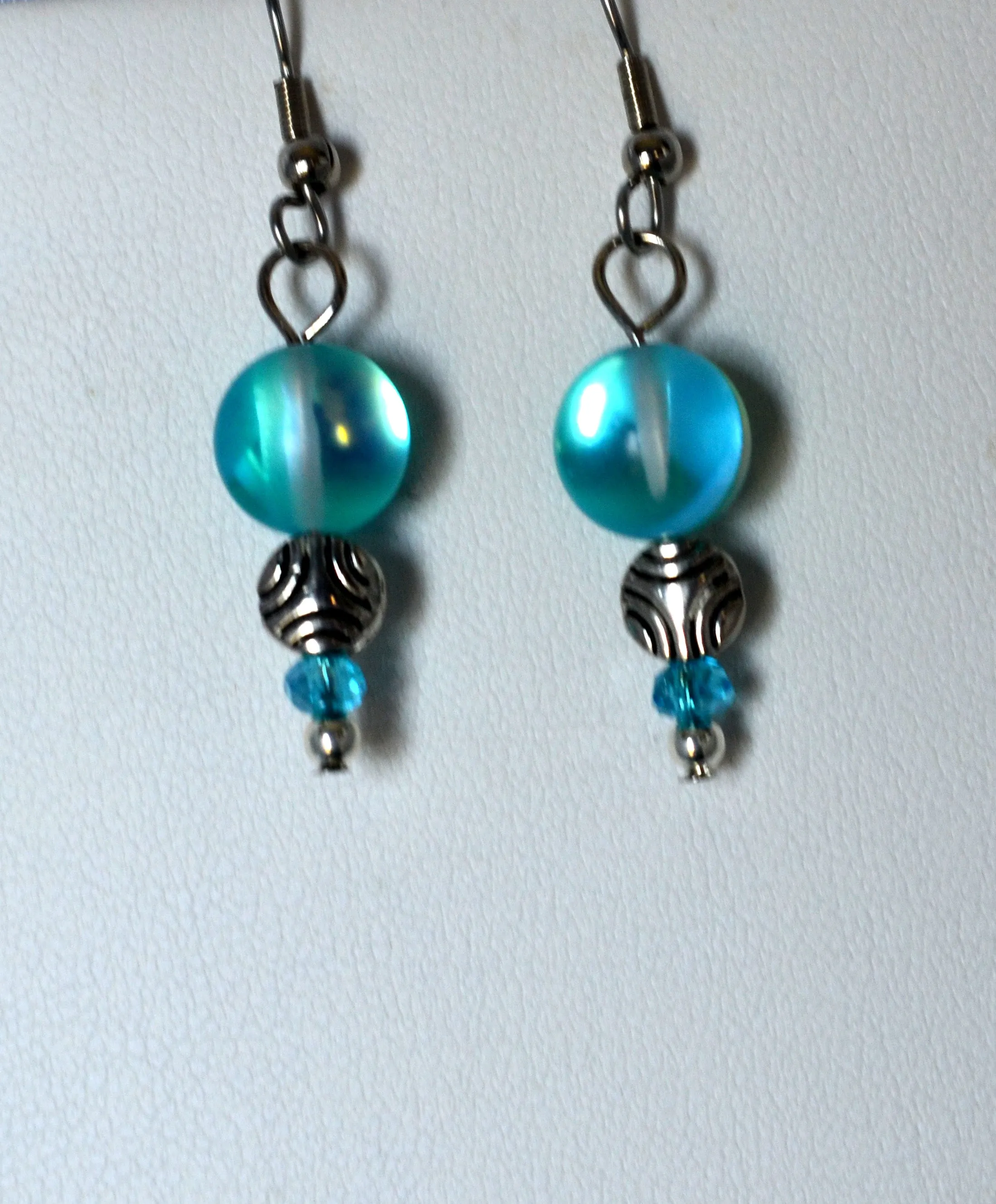 Iridescent Turquoise Fish Necklace and Earrings