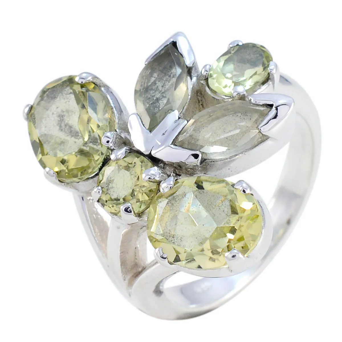 Jaipur Gem Lemon Quartz Silver Ring Vertical Hood Piercing Jewelry