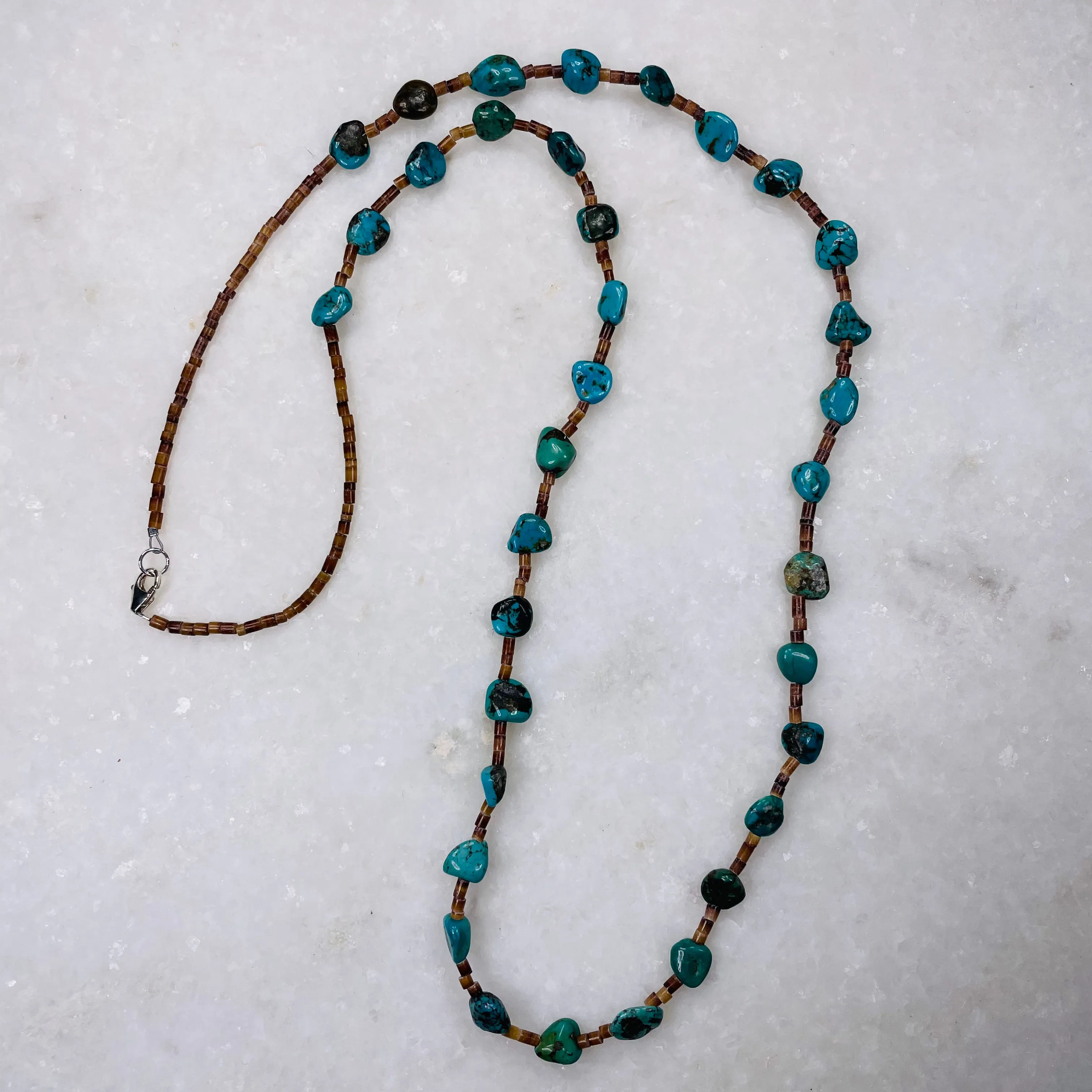 Kingman Turquoise & Pin Shell Necklace 30