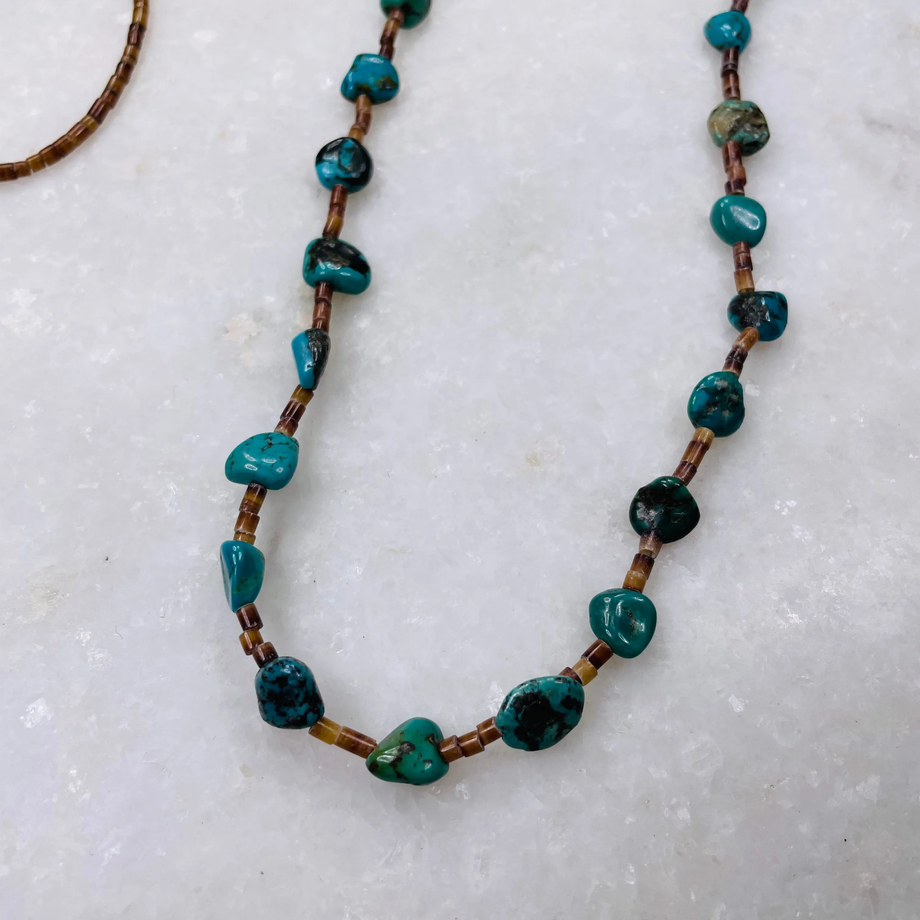 Kingman Turquoise & Pin Shell Necklace 30