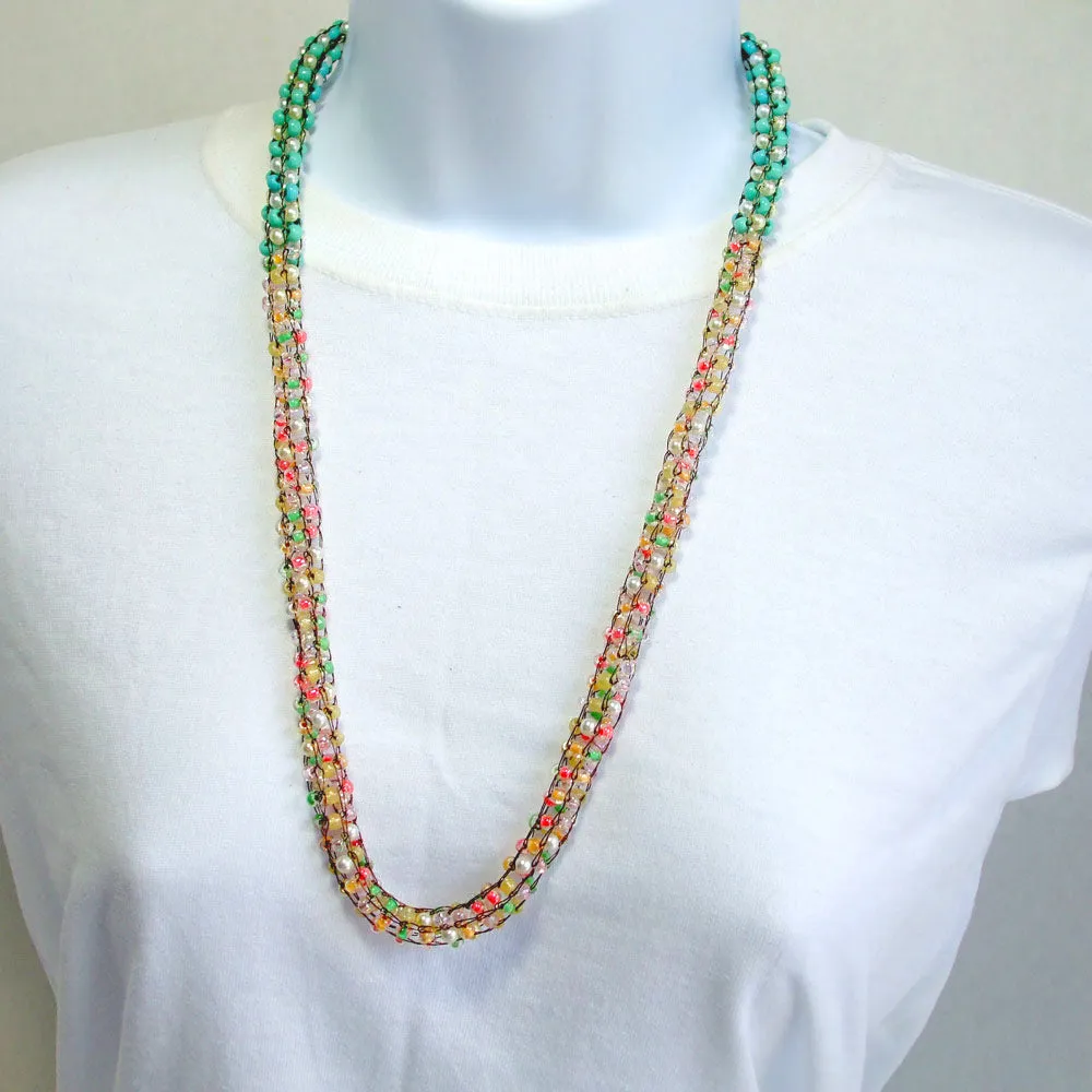 Lakiya, Viking Knit, Crystal bead, Beaded. Necklace