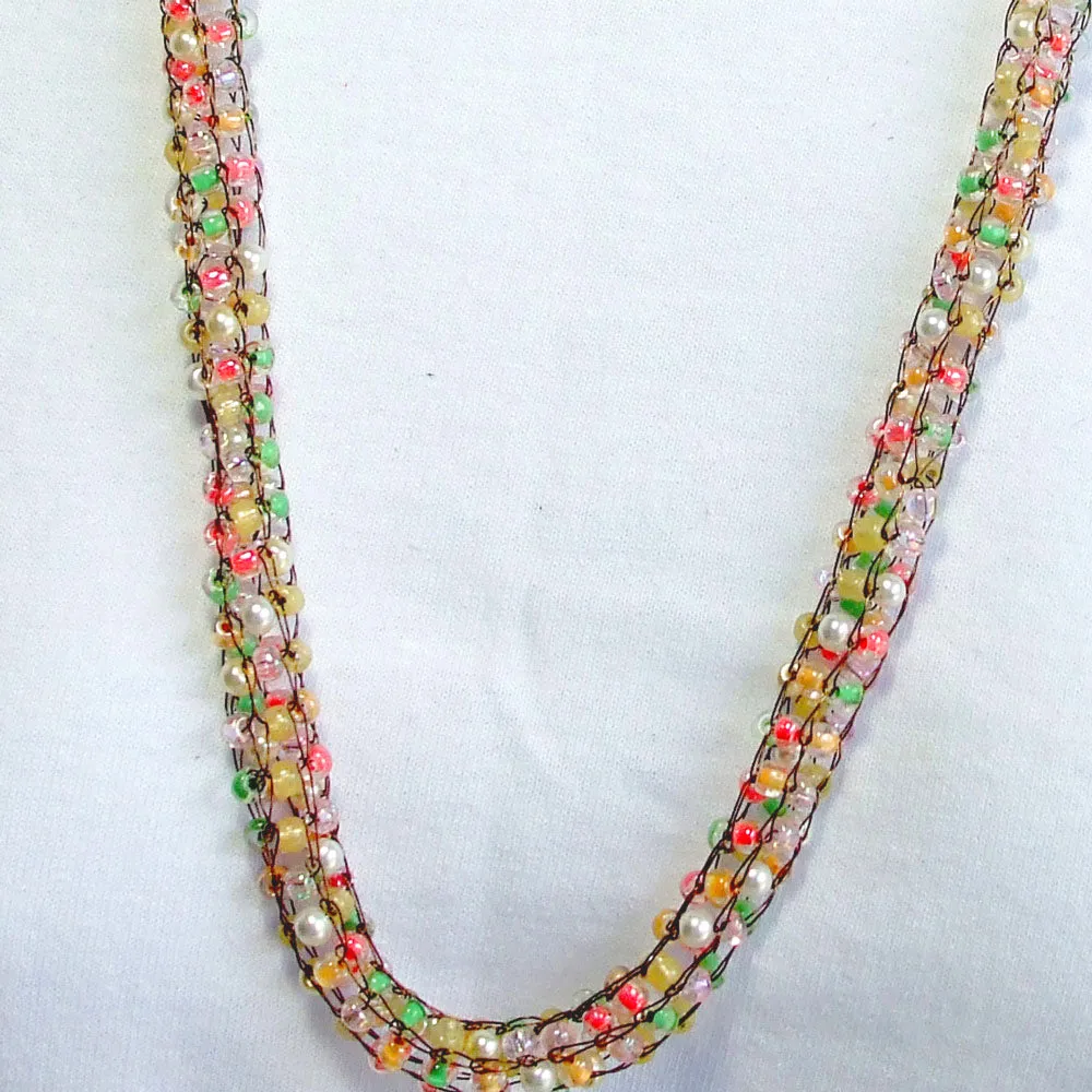 Lakiya, Viking Knit, Crystal bead, Beaded. Necklace