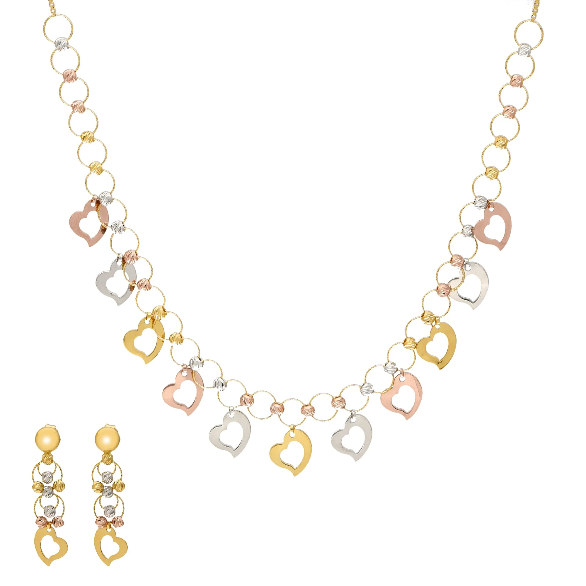 Lots of Love Necklace Set in 22K Multi-Tone Gold (12.2gm)