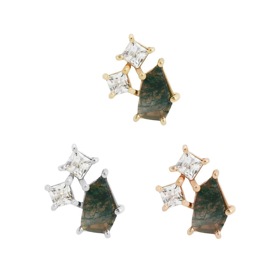 Lyra - Moss Agate   CZ - Threadless End