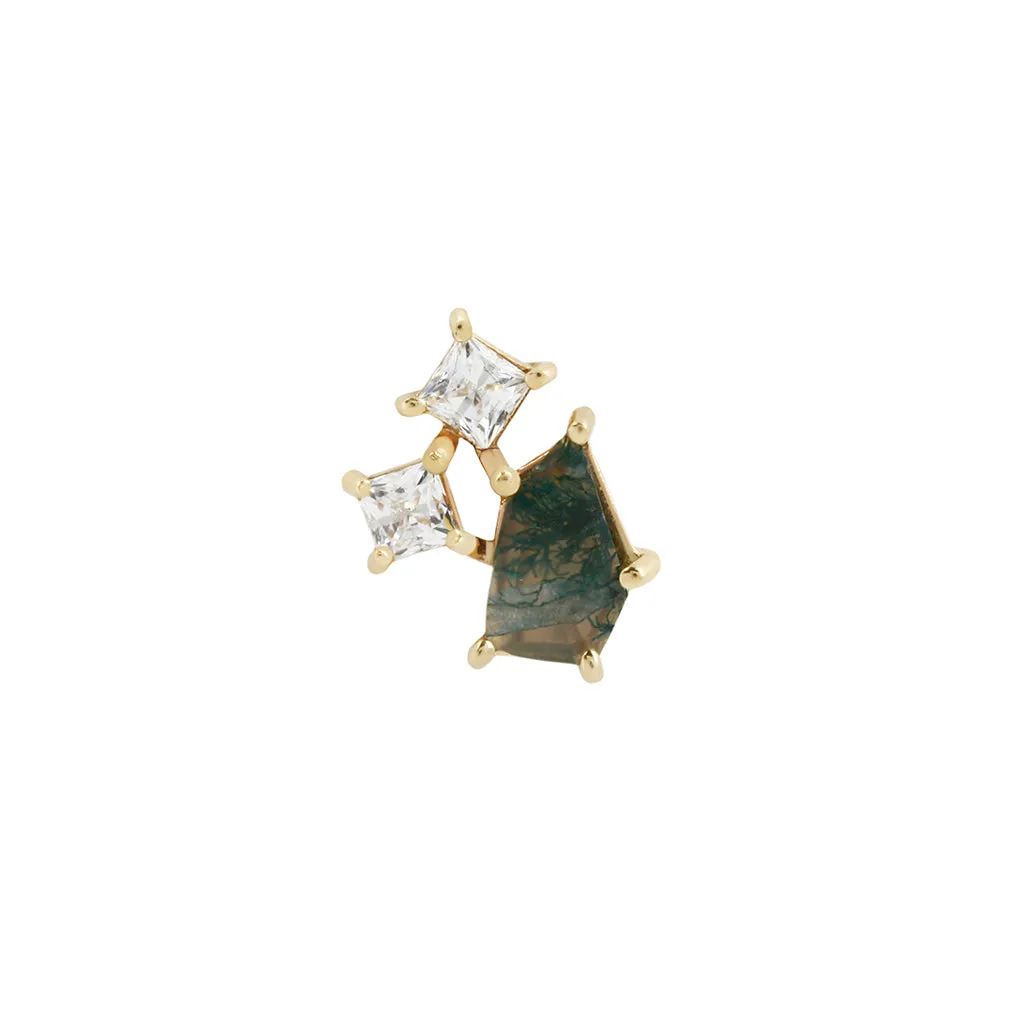 Lyra - Moss Agate   CZ - Threadless End