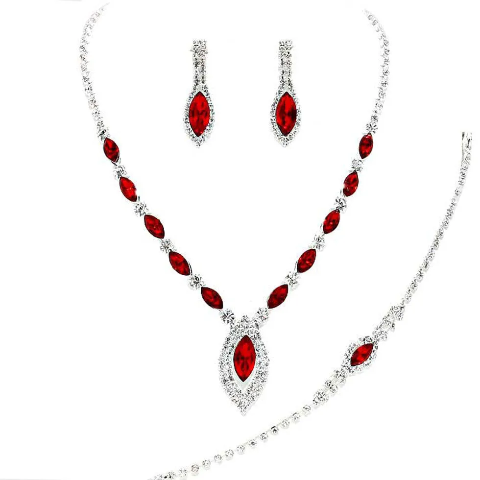 Marquise Rhinestone Necklace Jewelry Set