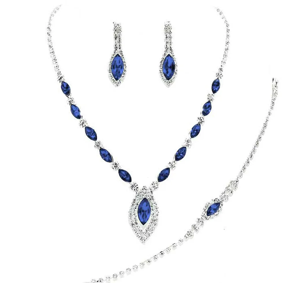 Marquise Rhinestone Necklace Jewelry Set