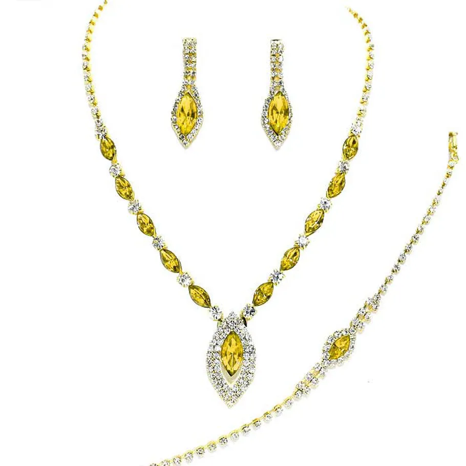 Marquise Rhinestone Necklace Jewelry Set