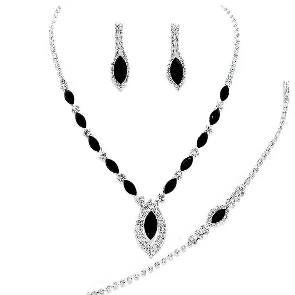 Marquise Rhinestone Necklace Jewelry Set