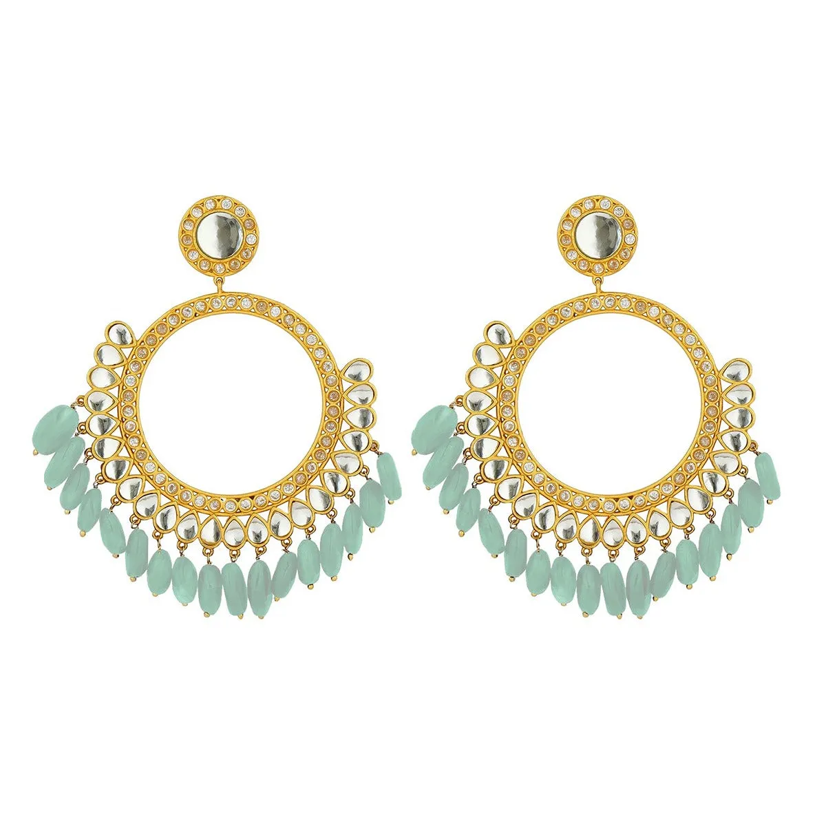 Mehfil Earrings - Aqua Green Hydro Quartz