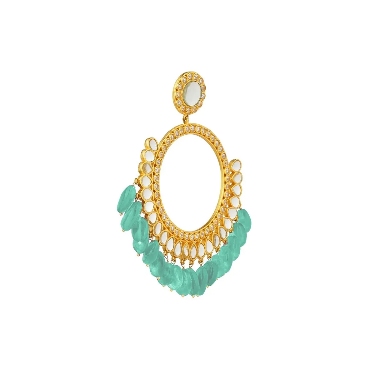 Mehfil Earrings - Aqua Green Hydro Quartz