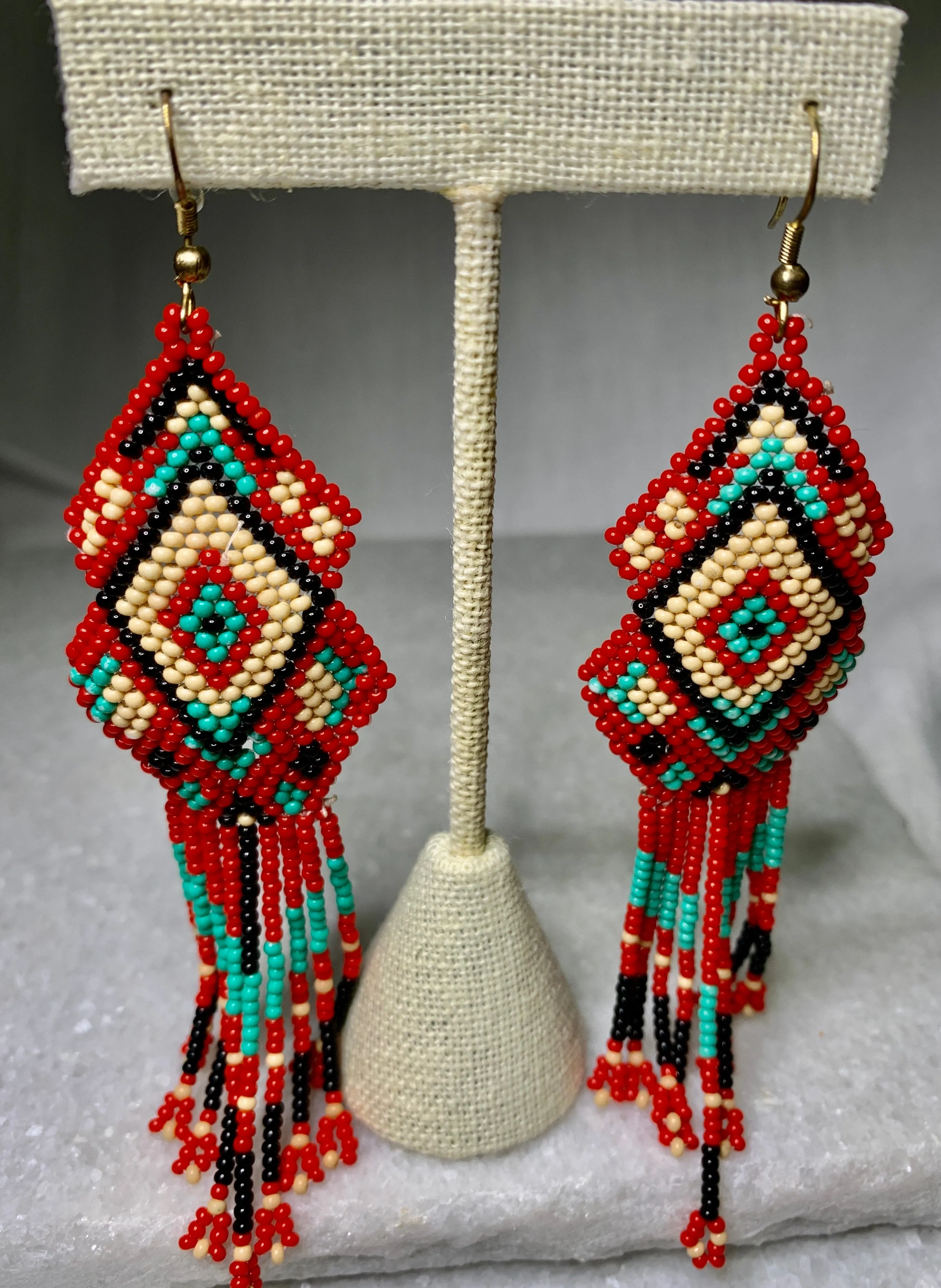 Multi Color Beaded Drop Earrings - Assorted