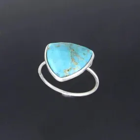 Natural Turquoise Ring, Handmade Trillion Gemstone 925 Silver Bezel Ring