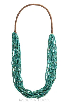 Necklace, Natural Stone, Heishi, Turquoise, 4 Strand, Artisan, Contemporary, 1747