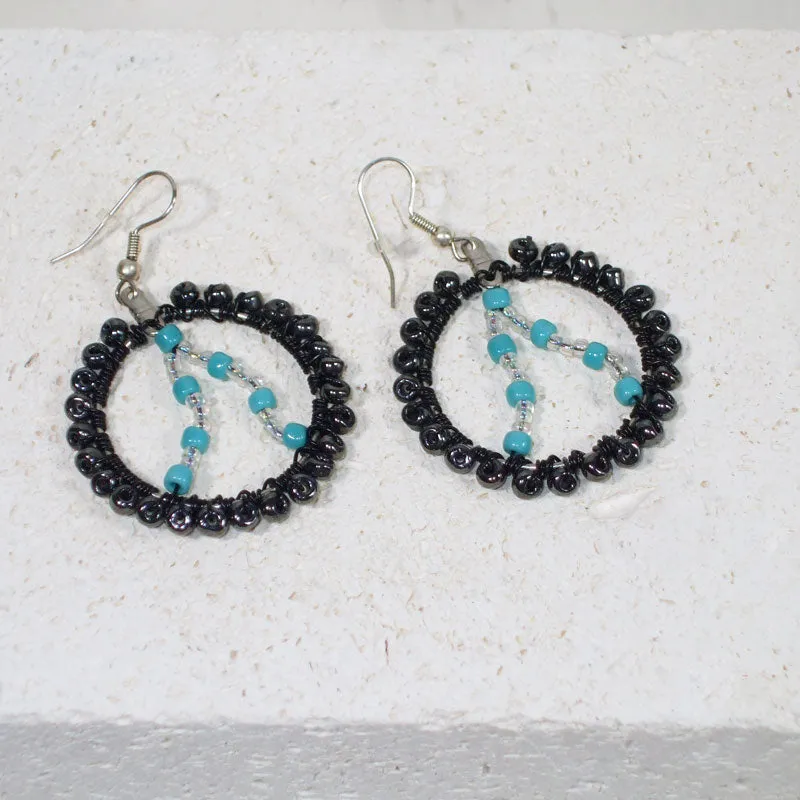 Odda Hoop Turquoise Bead Earrings