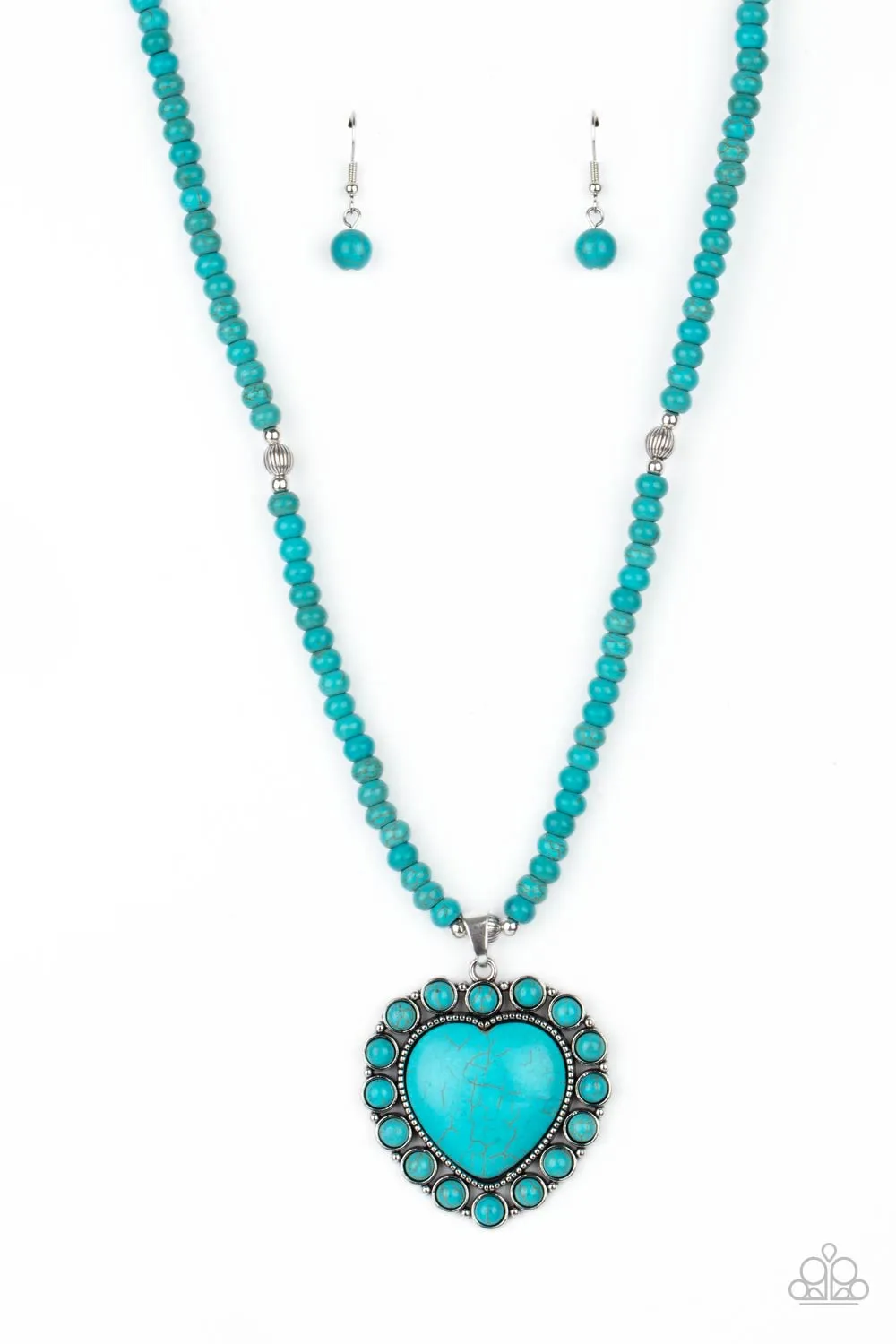 Paparazzi A Heart Of Stone - Blue Necklace Life Of the Party Exclusive