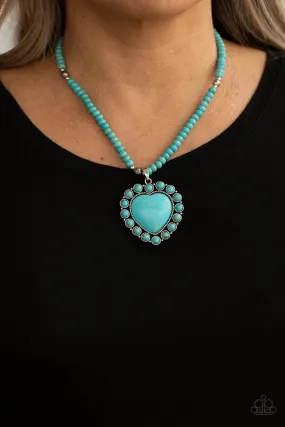 Paparazzi A Heart Of Stone - Blue Necklace Life Of the Party Exclusive