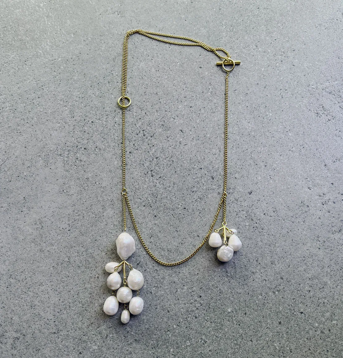 Pearl Cluster Necklace, Gold