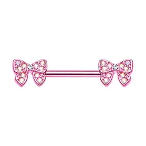 Pink Dainty Bow-Tie Sparkle WildKlass Nipple Barbell Ring