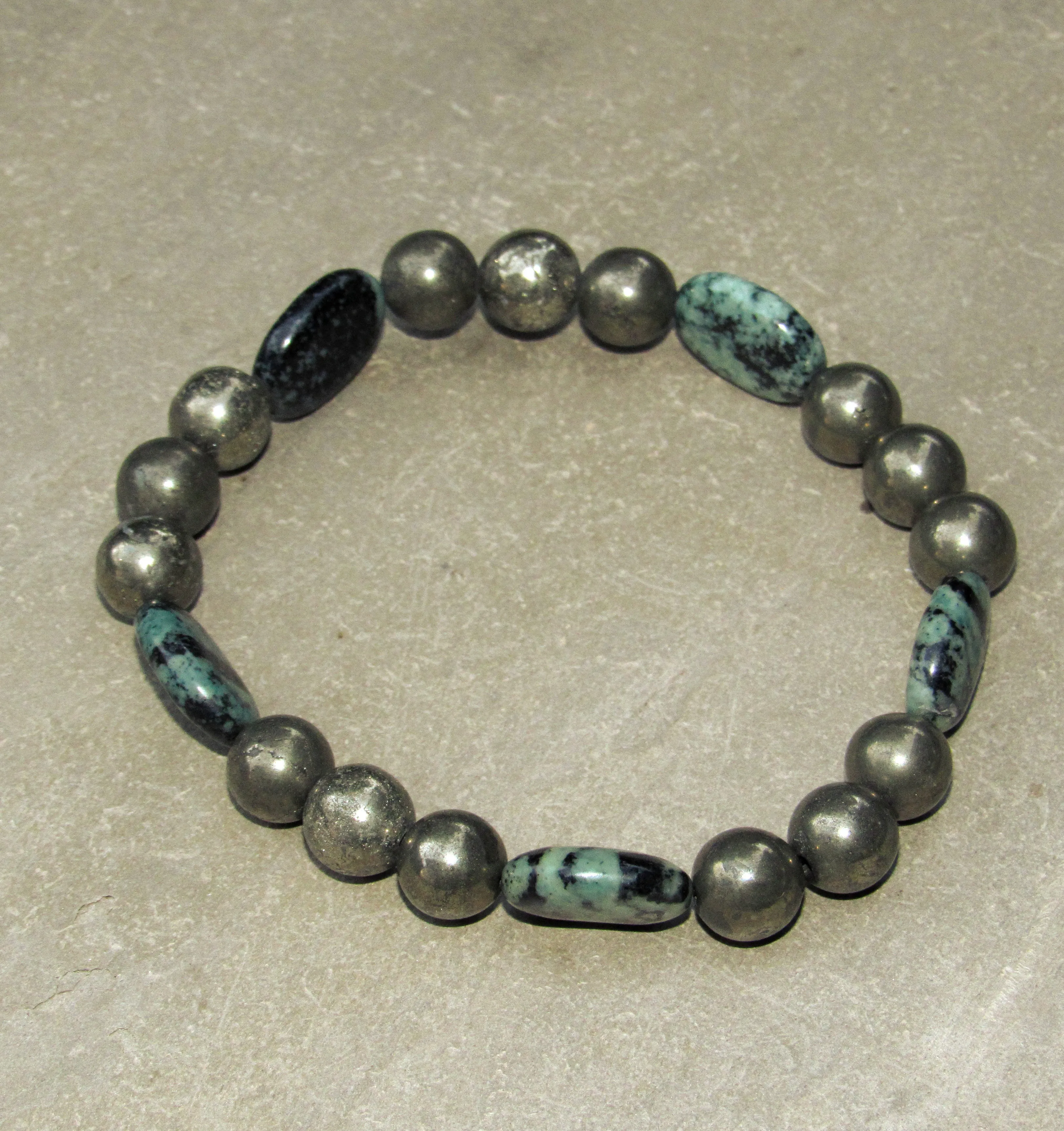 Pyrite and African Turquoise Stretch Bracelet