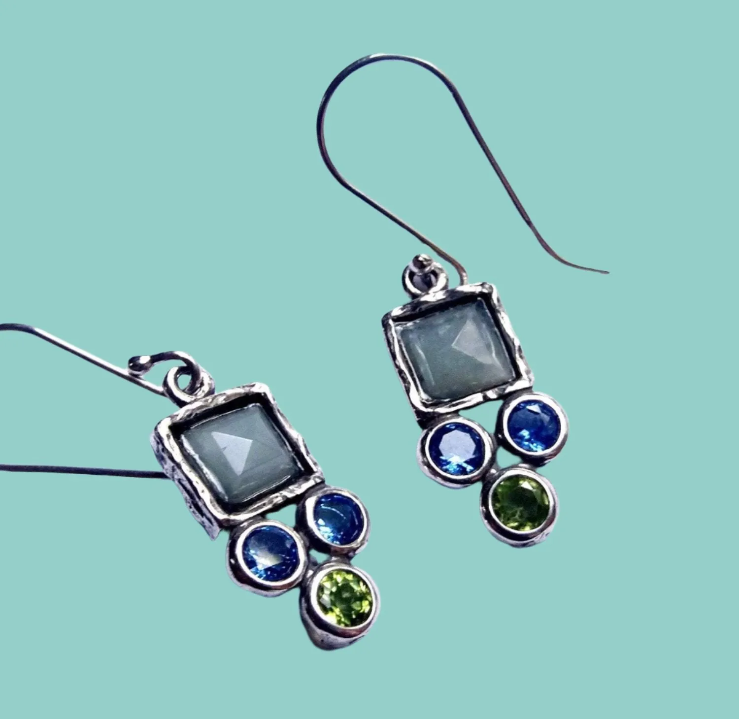 Roman glass jewelry dangling earrings Israeli gemstones earrings jewelry