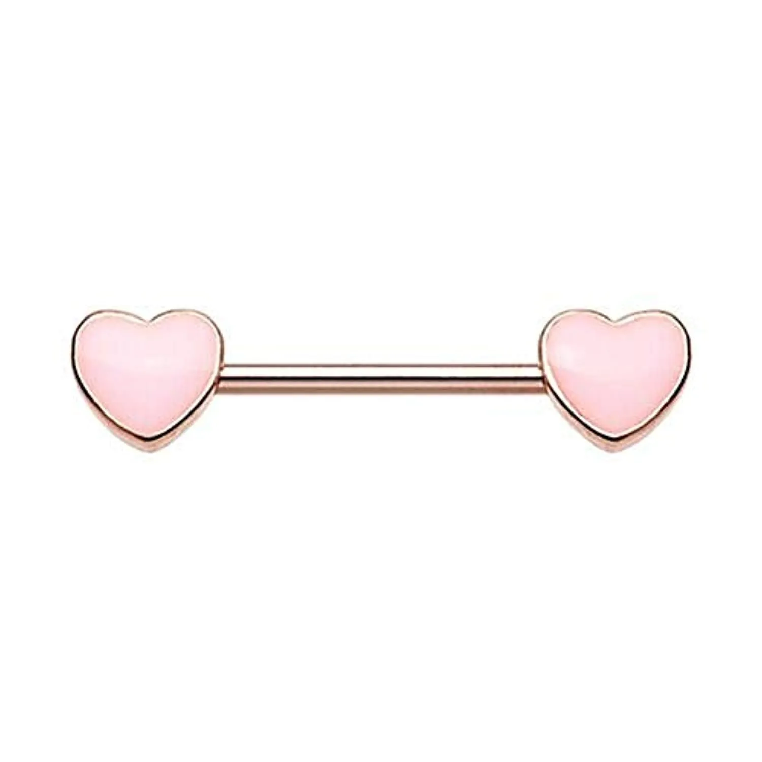 Rose Gold True Love Enamel Heart Inlay WildKlass Nipple Barbell Ring