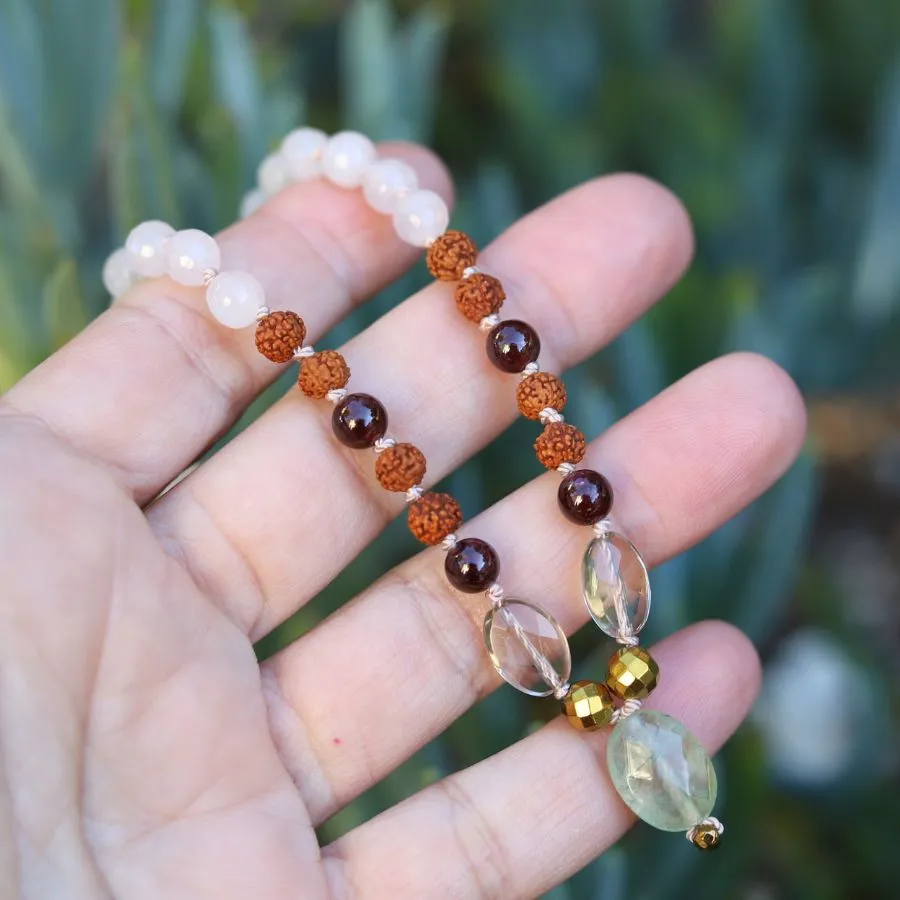 Rose Quartz & Rudraksha Hand Knotted Mala *Final Sale*