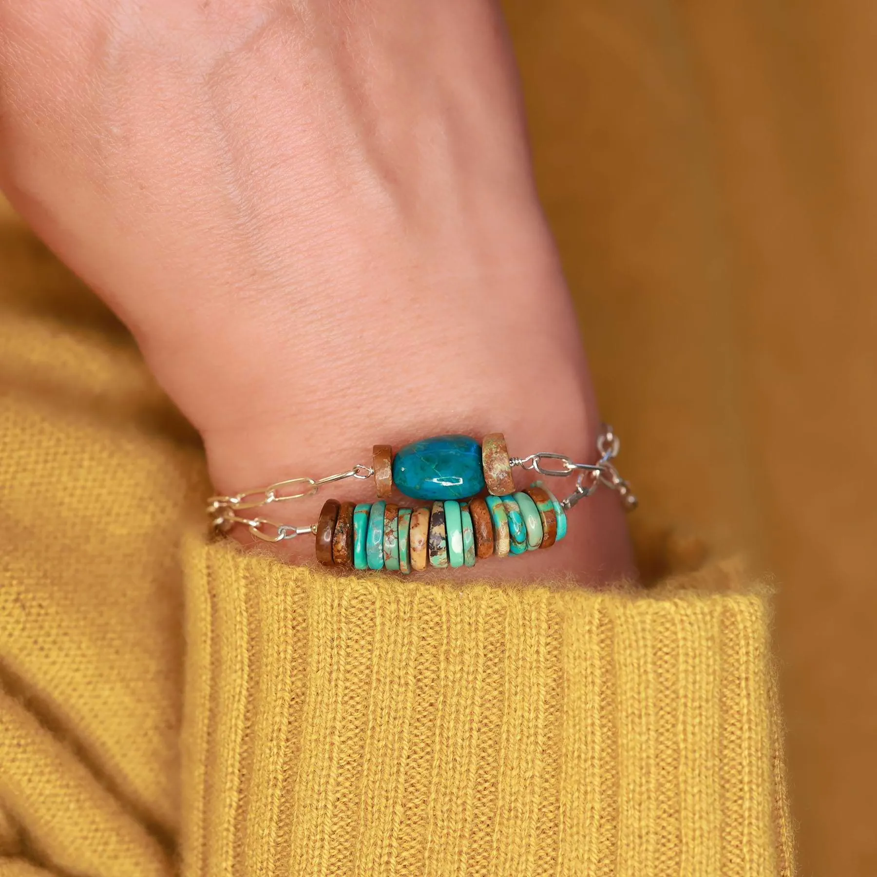 Shiprock - New Mexico Turquoise Silver Stacking Bracelet