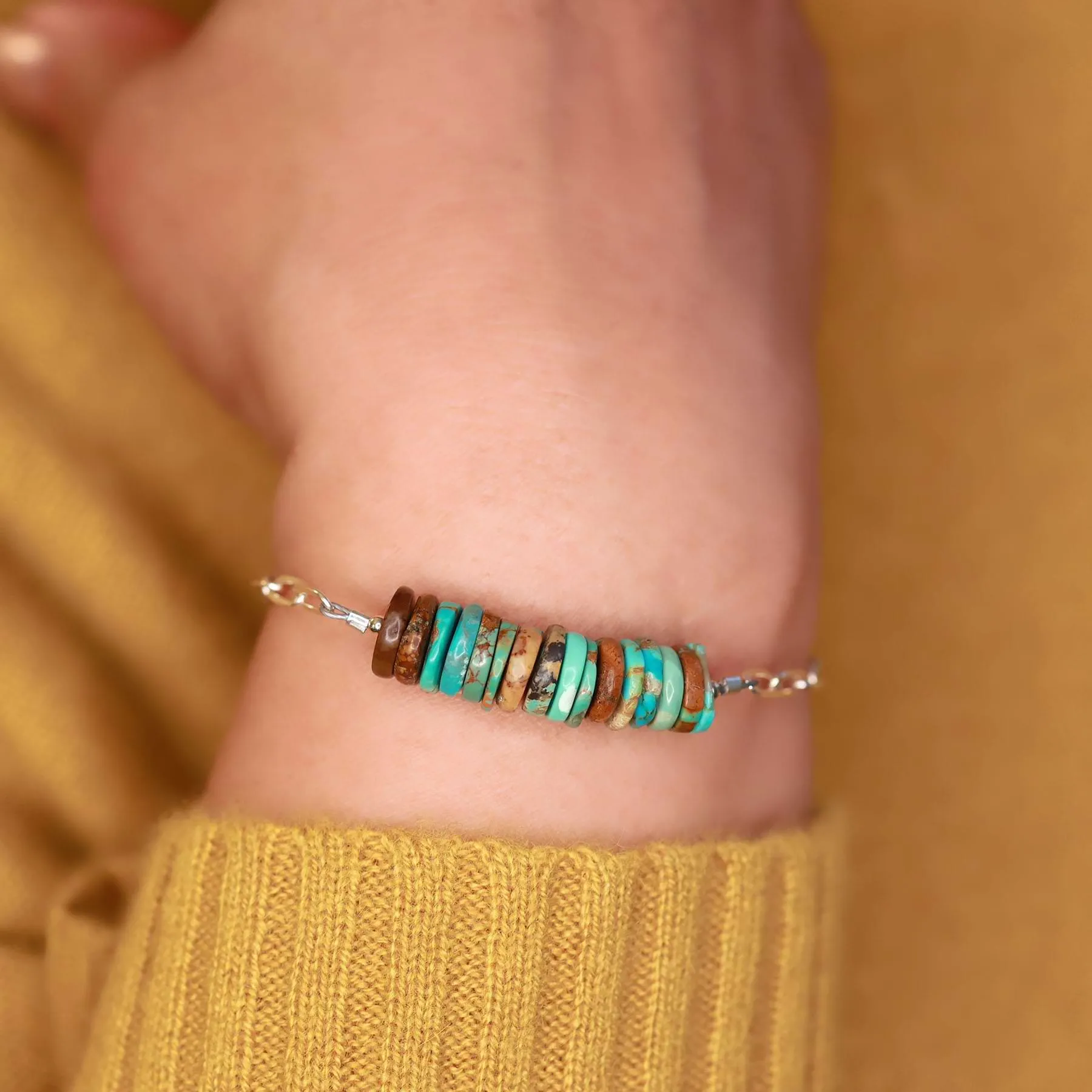 Shiprock - New Mexico Turquoise Silver Stacking Bracelet