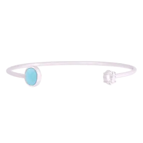 Signature Herkimer and Oval Turquoise Wire Bracelet