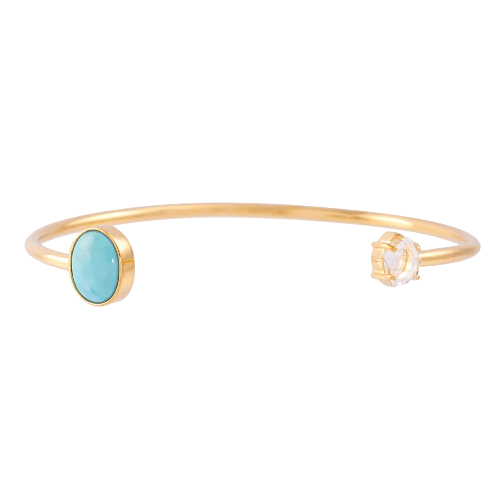 Signature Herkimer and Oval Turquoise Wire Bracelet