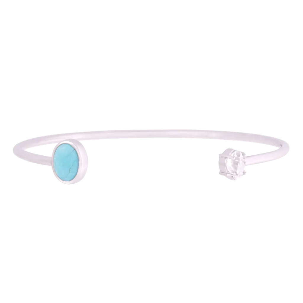 Signature Herkimer and Oval Turquoise Wire Bracelet