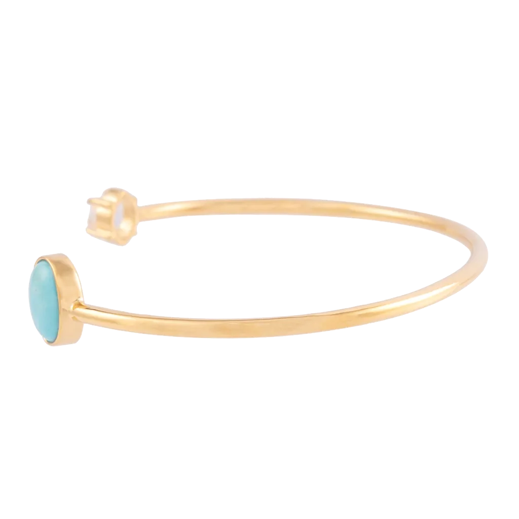 Signature Herkimer and Oval Turquoise Wire Bracelet