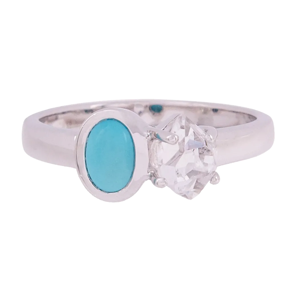 Signature Herkimer Diamond and Turquoise Oval Ring