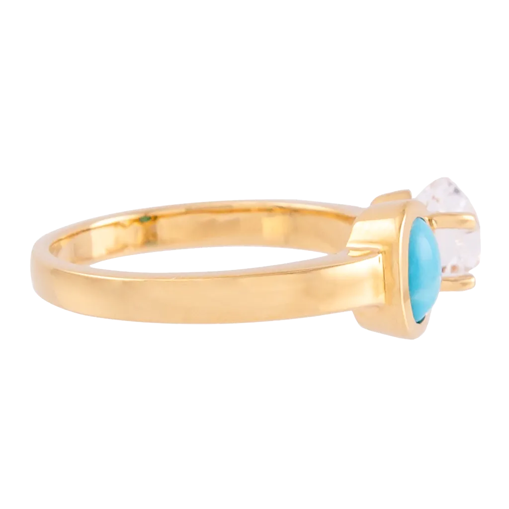 Signature Herkimer Diamond and Turquoise Oval Ring