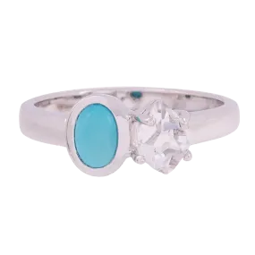 Signature Herkimer Diamond and Turquoise Oval Ring