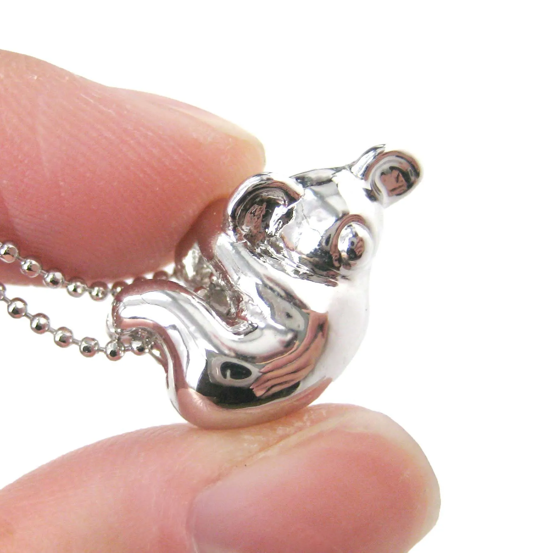 Sleek Abstract Koala Bear Shaped Animal Pendant Necklace in Silver | DOTOLY